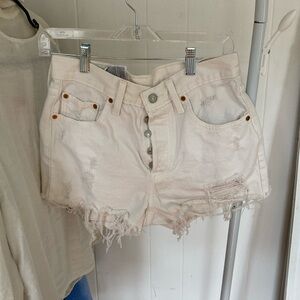 Levi’s Distressed White Denim Shorts
